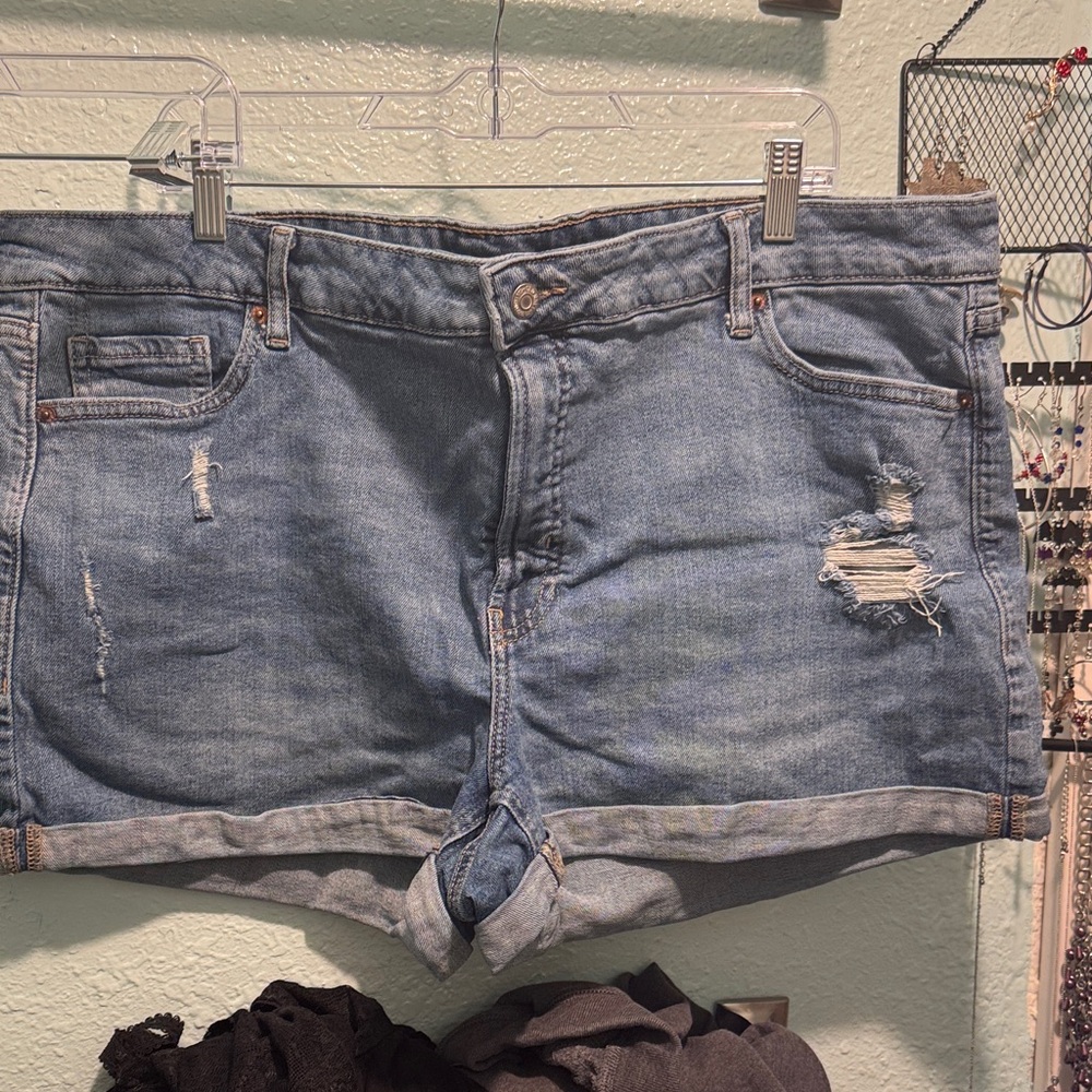 Old Navy Light Blue Distressed Jean Shorts